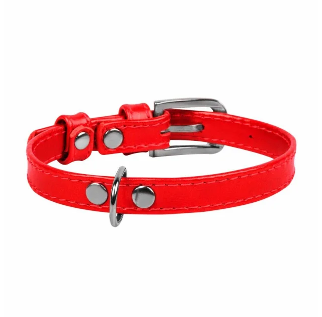 Ошейник Brilliance без украшений, для щенков и мелких собак, ширина 12 мм, 21-29 см, красный