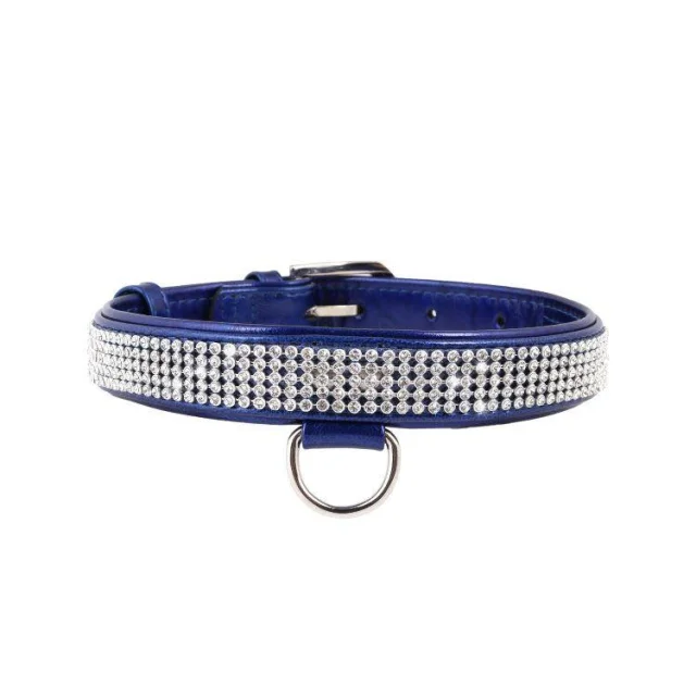 Ошейник Brilliance со стразами, ширина 25 мм, длина 38-49 см, синий