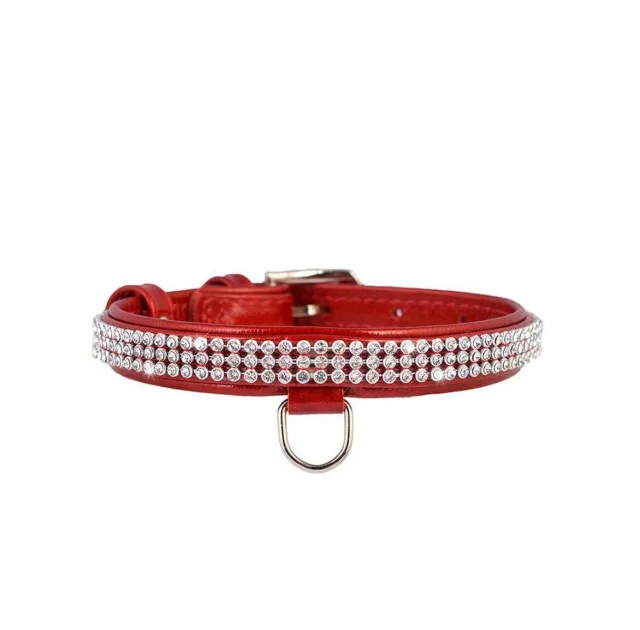 Ошейник Brilliance с укрполотно, стразы ширина 15 мм, длина 27-36 см, красный