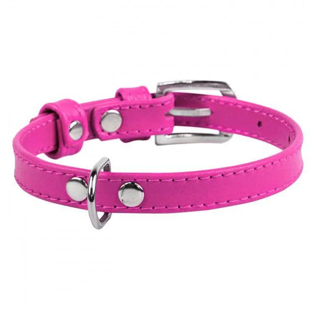 Ошейник Waudog Glamour без украшений, ширина 12 мм, длина 21-29 см, розовый