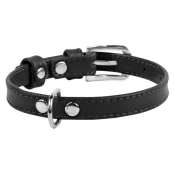 Ошейник Waudog Glamour без украшений, ширина 12 мм, длина 21-29 см, черный