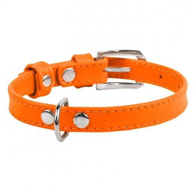 Ошейник Waudog Glamour без украшений, ширина 15 мм, длина 27-36 см, оранжевый