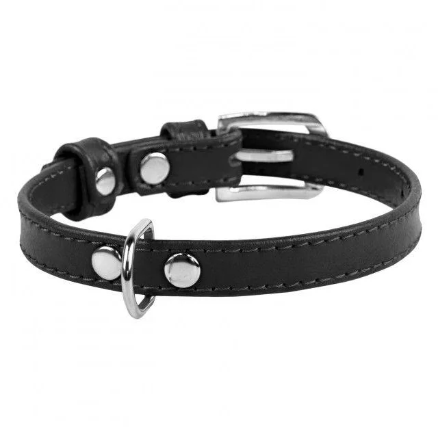 Нашийник Waudog Glamour без прикрас, ширина 9 мм, довжина 19-25 см, чорний