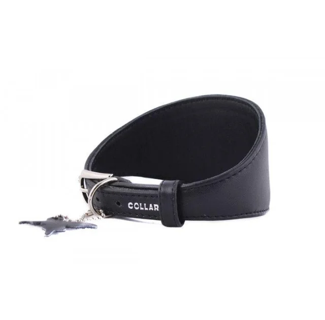 Ошейник Waudog Glamour для борзых, без украшения, ширина 15 мм, длина 29-35 см, черный