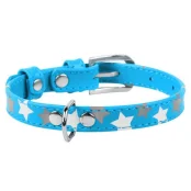 Ошейник Waudog Glamour с узором "Звёздочка", ширина 12 мм, длина 19-25 см, голубой