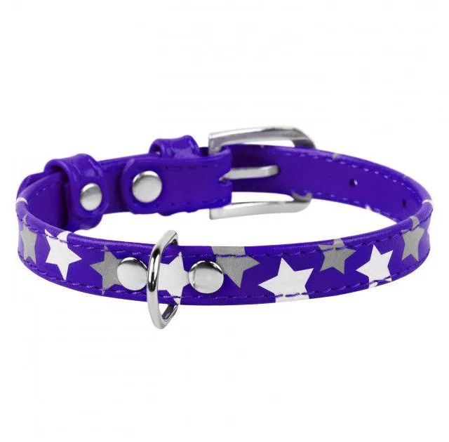 Ошейник Waudog Glamour с узором "Звёздочка", ширина 15 мм, длина 27-36 см, фиолетовый