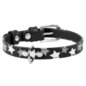 Ошейник Waudog Glamour с узором "Звёздочка", ширина 20 мм, длина 30-39 см, черный