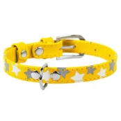 Нашийник Waudog Glamour з візерунком "Зірочка", ширина 35 мм, довжина 46-60 см, жовтий