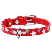 Ошейник Waudog Glamour с узором "Звёздочка", ширина 35 мм, длина 46-60 см, красный