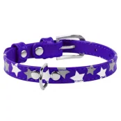 Ошейник Waudog Glamour с узором "Звёздочка", ширина 35 мм, длина 46-60 см, фиолетовый