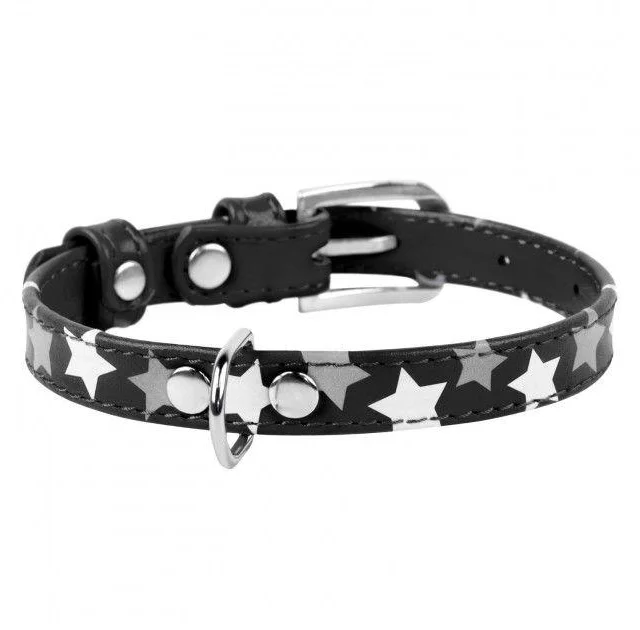 Ошейник Waudog Glamour с узором "Звёздочка", ширина 35 мм, длина 46-60 см, черный