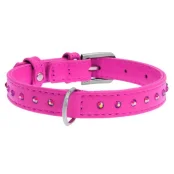 Ошейник Waudog Glamour с клеевыми стразами, ширина 15 мм, длина 27-36 см, розовый
