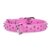 Ошейник Waudog Glamour с клеевыми стразами, ширина 20 мм, длина 30-39 см, розовый