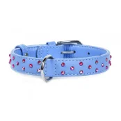 Ошейник Waudog Glamour с клеевыми стразами, ширина 25 мм, длина 38-49 см, голубой