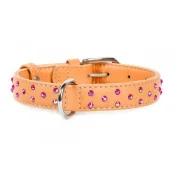 Нашийник Waudog Glamour з клейовими стразами, ширина 25 мм, довжина 38-49 см, помаранчевий