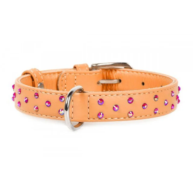 Нашийник Waudog Glamour з клейовими стразами, ширина 25 мм, довжина 38-49 см, помаранчевий