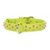 Нашийник Waudog Glamour з клейовими стразами, ширина 25 мм, довжина 38-49 см, салатовий