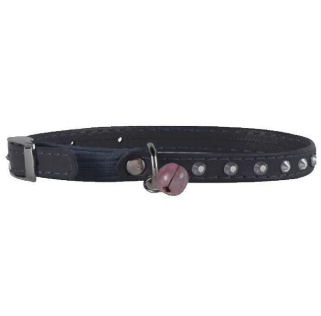 Ошейник Waudog Glamour с резинкой, клеевые стразы, для котов, ширина 9 мм, длина 22-30 см, черный