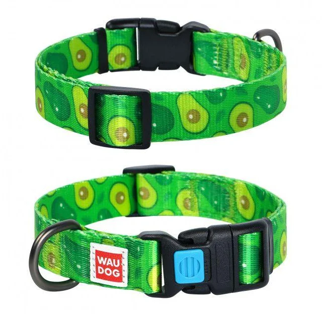 Ошейник Waudog Nylon с рисунком "Авокадо"ширина 25 мм, длина 35-58 см