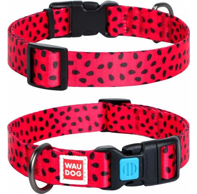 Ошейник Waudog Nylon с рисунком "Арбуз" ширина 25 мм, длина 35-58 см