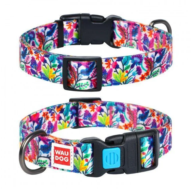 Ошейник Waudog Nylon с рисунком "Волшебные цветы" ширина 15 мм, длина 23-35 см