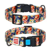Ошейник Waudog Nylon с рисунком "Гламурные черепа" ширина 15 мм, длина 23-35 см