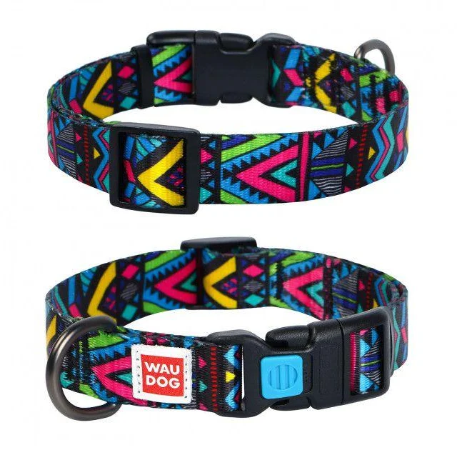 Ошейник Waudog Nylon с рисунком "Инди" ширина 25 мм, длина 31-49 см