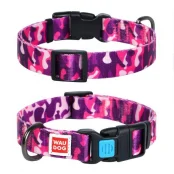 Ошейник Waudog Nylon с рисунком "Розовый камо" ширина 25 мм, длина 31-49 см