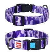 Ошейник Waudog Nylon с рисунком "Фиолетовый камо" ширина 15 мм, длина 23-35 см