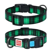 Ошейник Waudog Nylon с рисунком "Шотландка зеленая" ширина 25 мм, длина 35-58 см