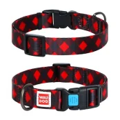 Ошейник Waudog Nylon с рисунком "Шотландка красная" ширина 15 мм, длина 23-35 см