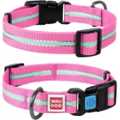 Ошейник Waudog Nylon светонакопительный, ширина 25 мм, длина 35-58 см, розовый