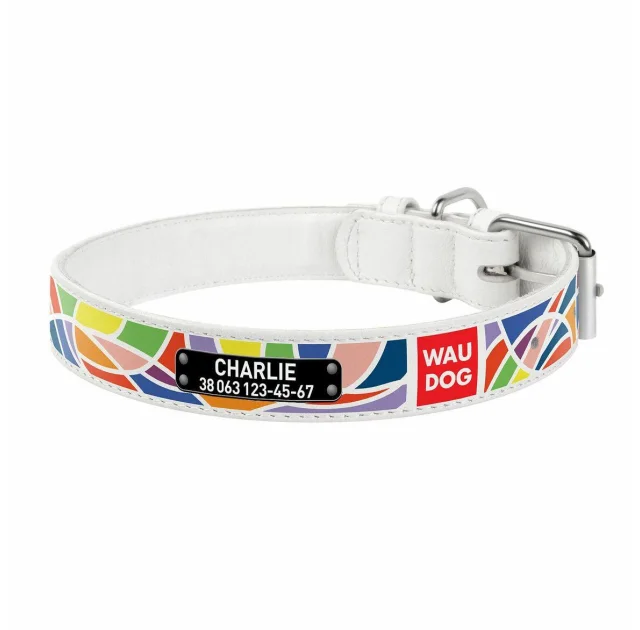 Ошейник Waudog с рисунком "Витраж" ширина 15 мм, длина 27-36 см, белый
