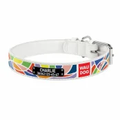 Ошейник Waudog с рисунком "Витраж" ширина 20 мм, длина 30-39 см, белый