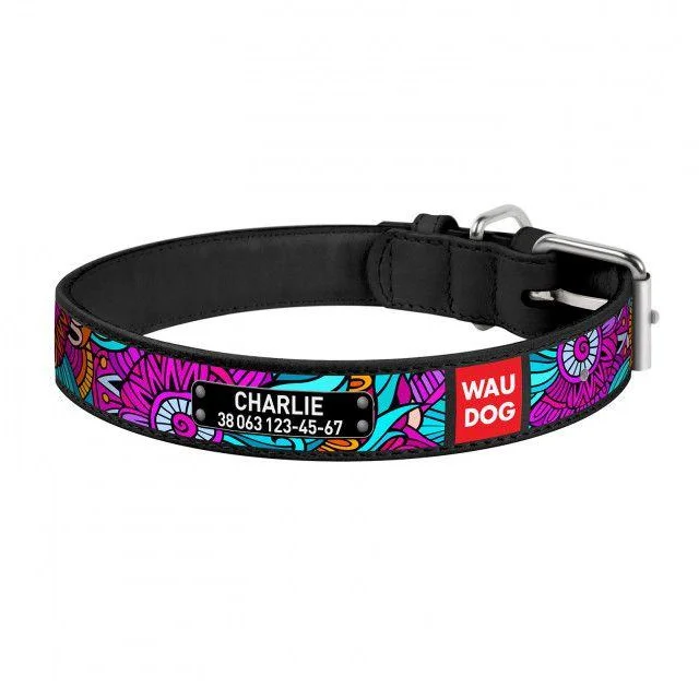 Ошейник Waudog с рисунком "Лето" ширина 15 мм, длина 27-36 см, черный