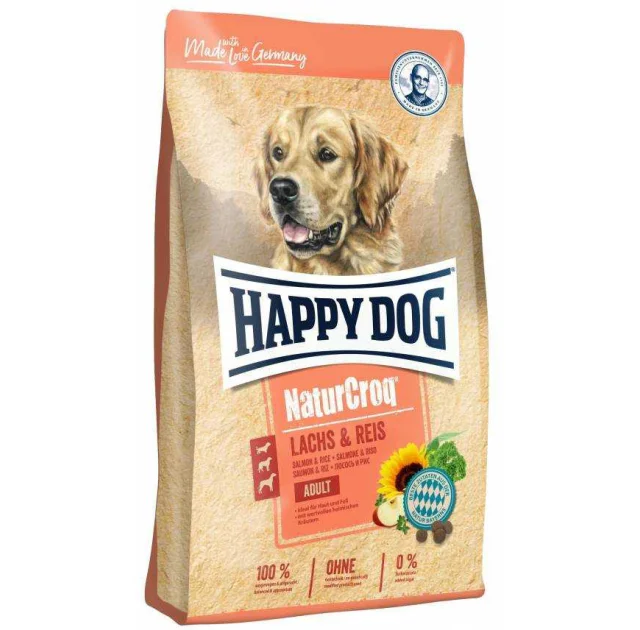 Сухий корм Happy Dog Adult NaturCroq для дорослих собак з чутливим травленням, з лососем і рисом, 12 кг
