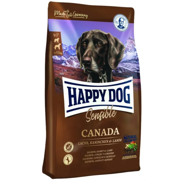 Сухий корм Happy Dog Canada для дорослих собак з 6 місяців з чутливим травленням, з лососем, 1 кг