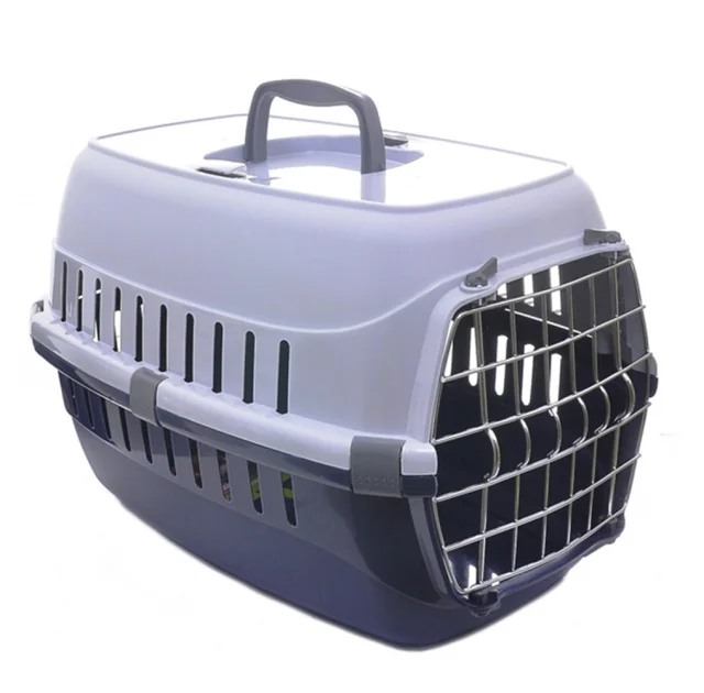 Переноска Moderna для собак и кошек, с металлической дверью, пластик, синяя, 48.5×32.3×30 см