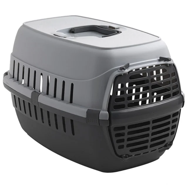Переноска Moderna Road Runner 1 для собак и кошек до 5 кг, пластик, серая, 51×31×34 см