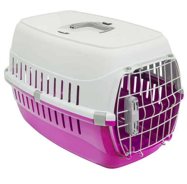 Переноска Moderna Road Runner 2 з замком, для собак і котів до 8 кг, пластик, яскраво-рожевий, 58×35×37 см