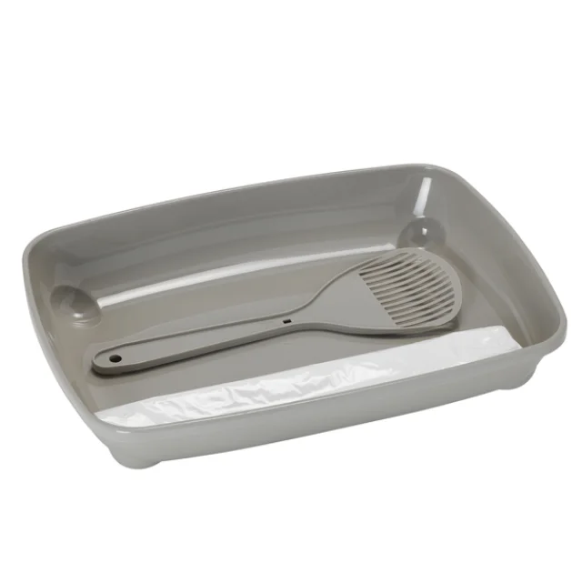Туалет Moderna Arist-O-Tray для кошенят з лопаткою і пакетами, сірий, 27,9 х 35 х 6,2 см