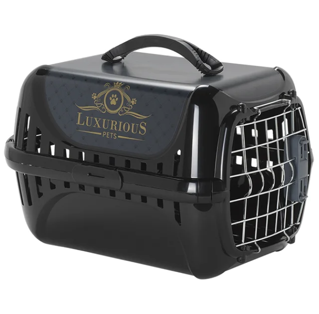 Переноска Moderna Trendy Runner Luxurious Pets для кошек, чёрная, 49.4×32.2×30.4 см