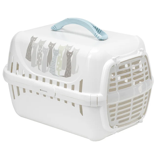 Переноска Moderna Trendy Runner Maasai для кошек, белая, 49×32×30 см