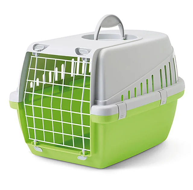 Переноска Savic Trotter 1 для собак и кошек, пластик, серо-салатовая, 49×33×30 см