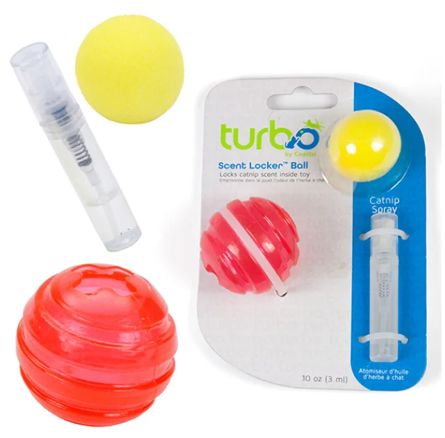 Игрушка Coastal Turbo Scent Locker Ball из прессованной кошачьей мяты, для кошек, круглая, красная