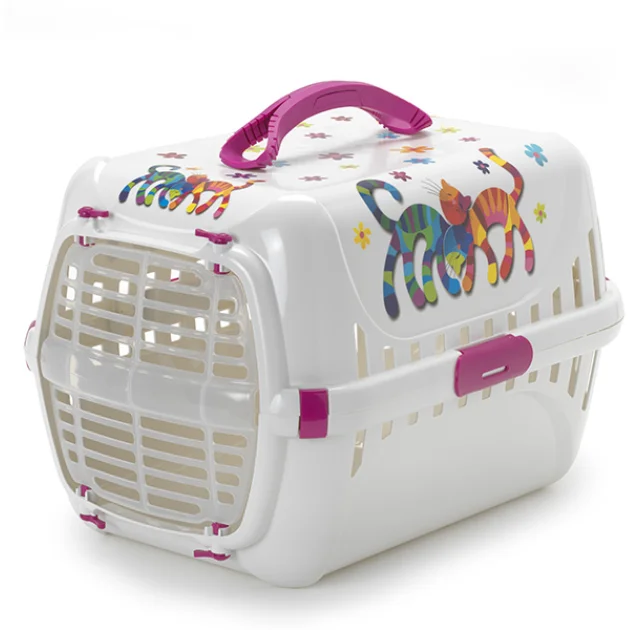 Переноска Moderna Trendy Runner Hot Pink для кошек, пластик, белая, 49×32×30 см