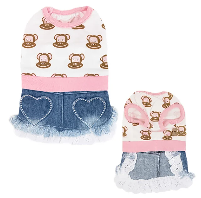 Платье Monkey Daze Logo Dress с джинсовой юбкой для собак, размер XS, разноцветное