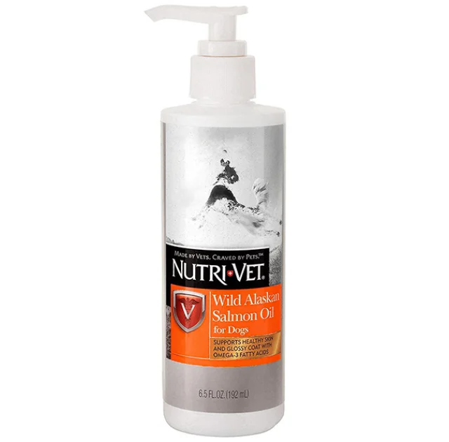 Витаминная добавка масло дикого лосося Nutri-Vet Salmon Oil для шерсти собак, 192 мл
