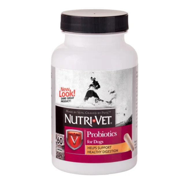 Прибуток Nutri-Vet Probiotics для стимуляції росту корисні х бактерій в кишечнику собаки, 60 капсул
