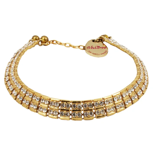 Ланцюжок Shiboo Sissi-Choker зі стразами Сваровські, для собак, золото, 35 см